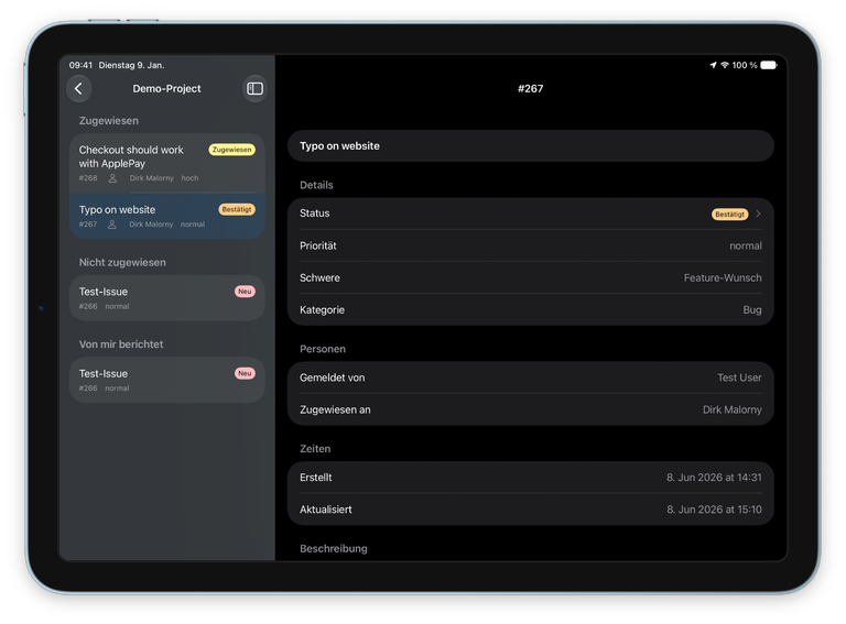 Kompatibel mit iPad / Dark Mode